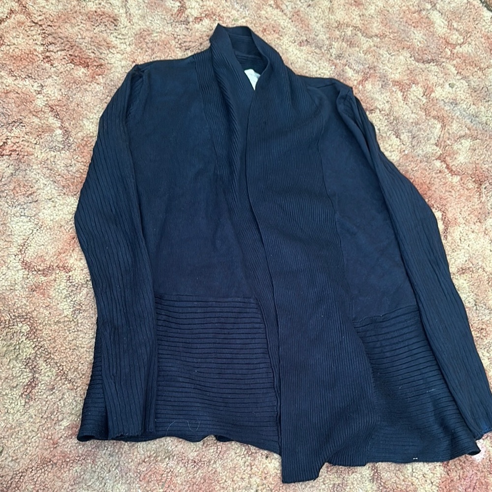 Navy Ribbed Open Cardigan